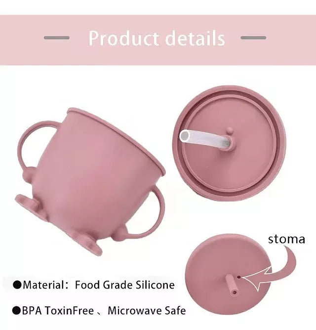 Vaso De Silicona Con Bombilla Para Bebés Color verde