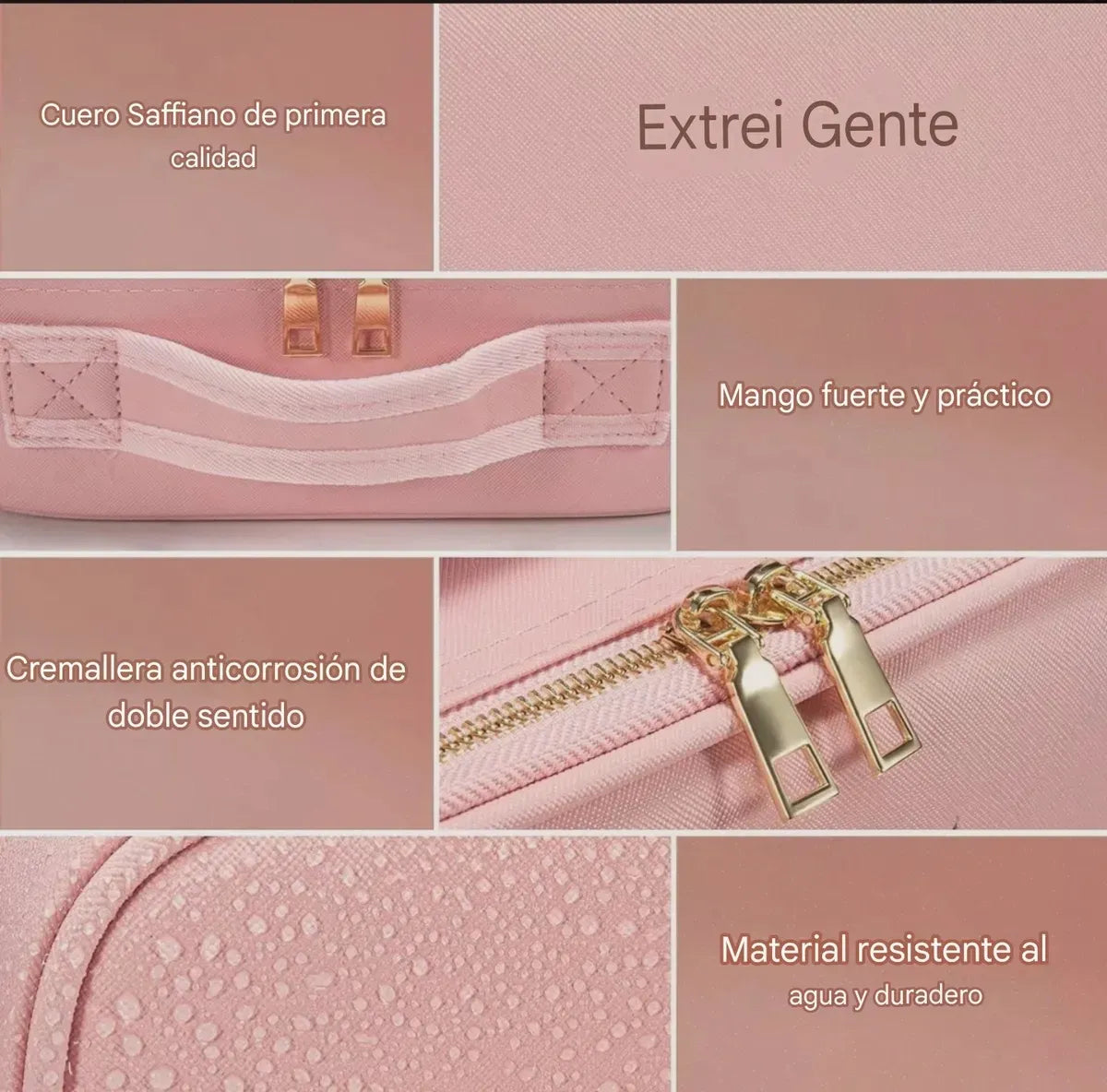 Bolso De Maquillaje Con Luz Led Recargable Rosada