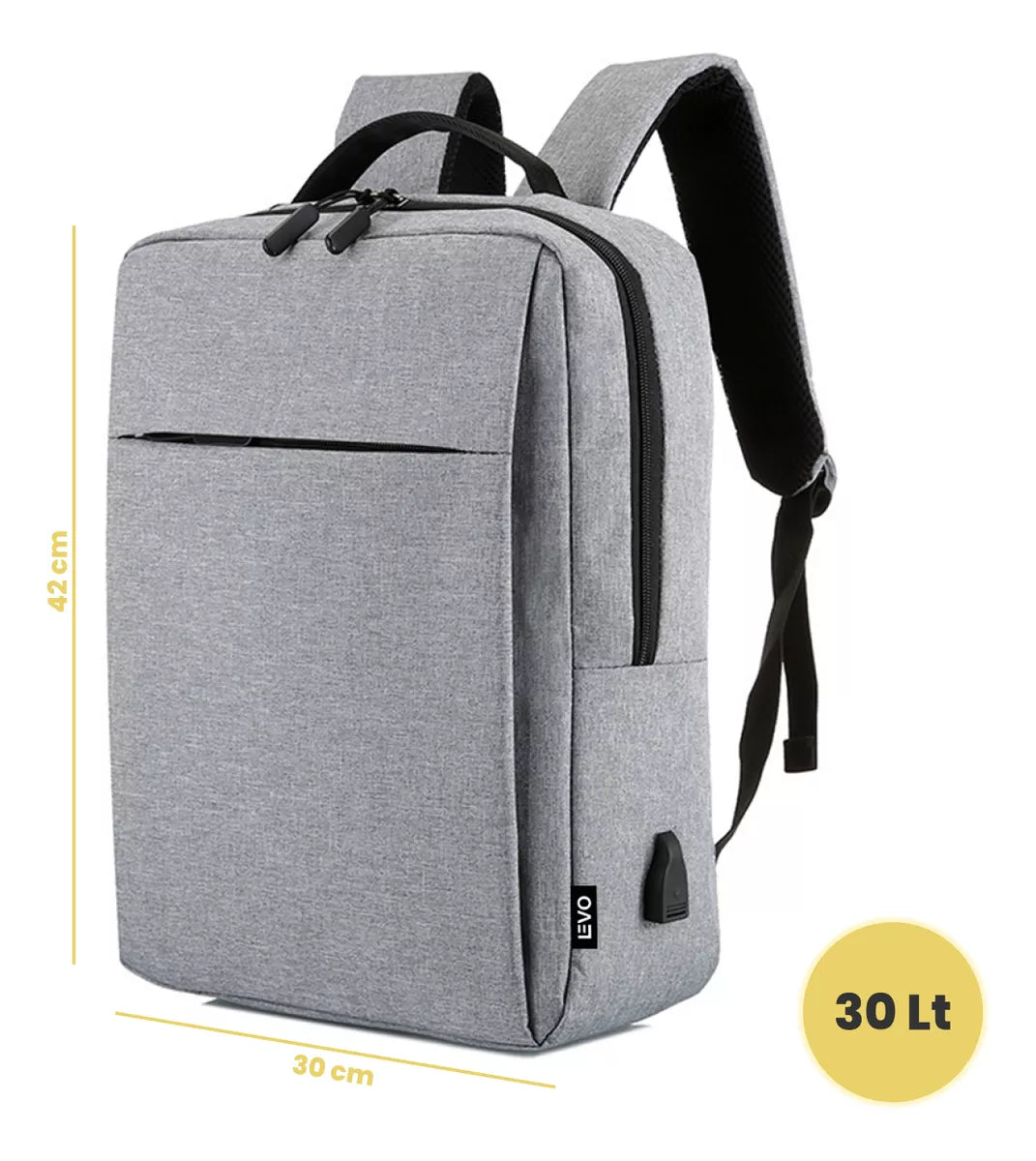 Mochila Para Notebook Con Puerto Usb 15 Gris Levo