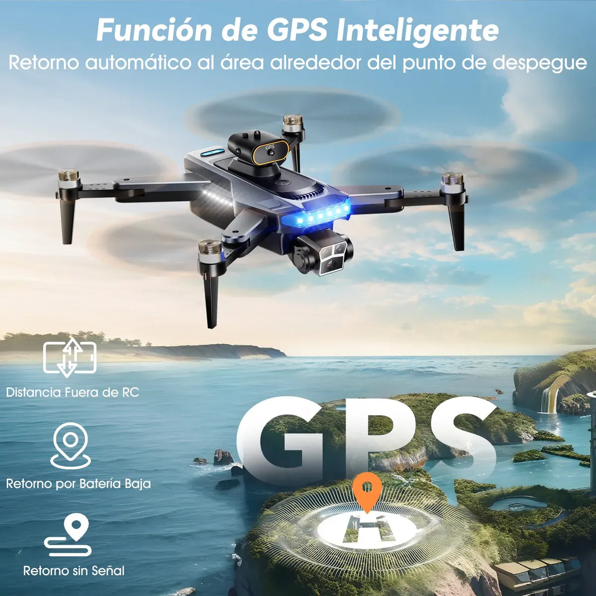 Dron 4k Con Tres Cámara Hd Profesional Gps 5ghz 3 Baterías