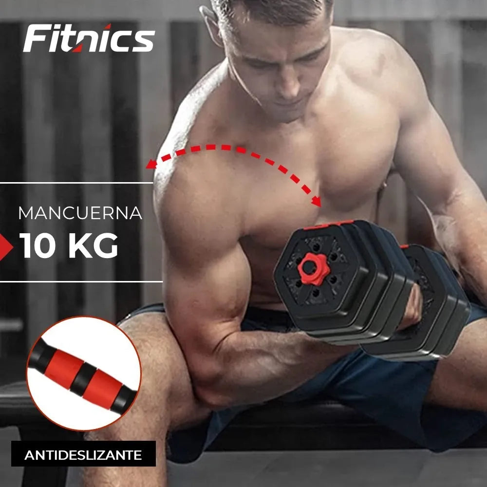 Mancuerna Ajustable Pesa De 10 Kg Unitaria Fitnics