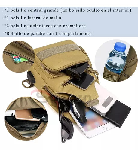 Bolso Banano Táctico Cruzado Bandolero Militar Carga Usb