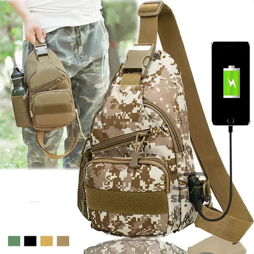 Bolso Banano Táctico Cruzado Bandolero Militar Carga Usb