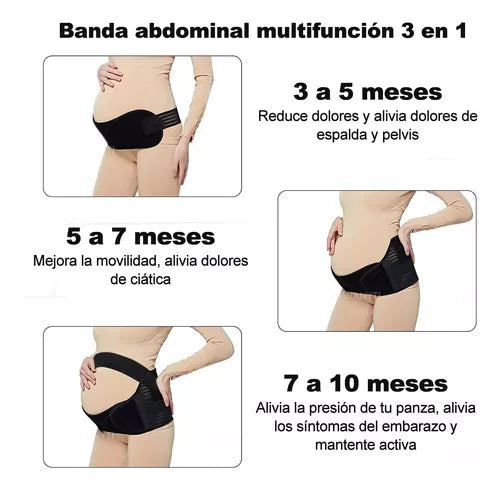 Faja Para Embarazada Maternidad 3en1 Soporte Embarazo Negra