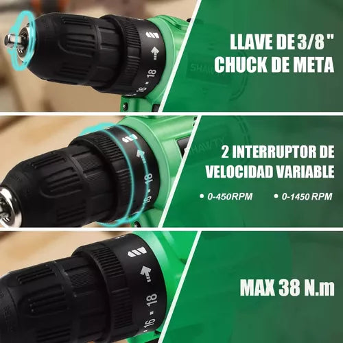 Taladro Atornillador Rotomartillo Inalámbrico Shawty De 20v