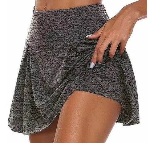 Falda Pantalón Deportiva De Fitness Corto Tenis Ropa Mujer Gris