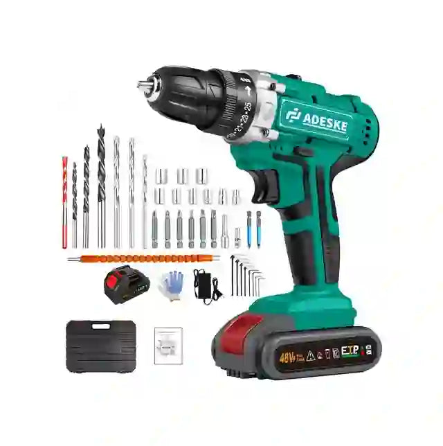 Kit Taladro Destornillador Adeske Inalámbrico 20v + 1 Baterías