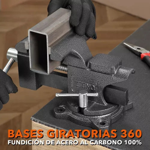 Tornillo Prensad de Banco De Acero Tipo Europeo Giratorio De 4.5 In