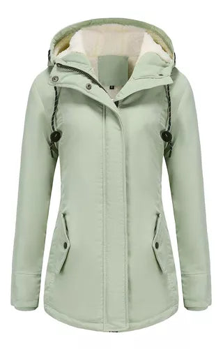 Abrigo con capucha de lana Artificial para mujer