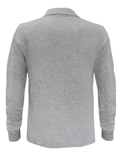 Polera Piqué Manga Larga Premium Textura Suave Hombre Uv+
