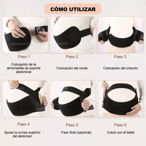 Faja Para Embarazada Maternidad 3en1 Soporte Embarazo Negra