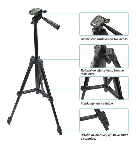 Trípode De Aluminio Con Control Remoto Para Celular Gopro