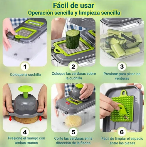 Picador De Verduras Y Frutas Multifuncuinal Set Piezas