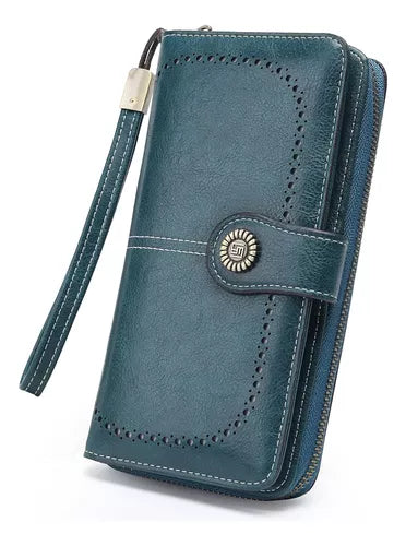 Billetera Cartera De Cuero Para Mujer Tarjetero De Gran Capacidad