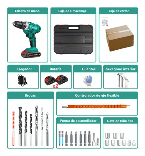 Kit Taladro Destornillador Adeske Inalámbrico 24v + 2 Baterías