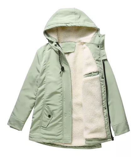 Abrigo con capucha de lana Artificial para mujer