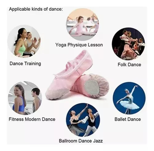 Zapatillas Media Punta Lona Y Gamuza Ballet Niña Yoga Danza