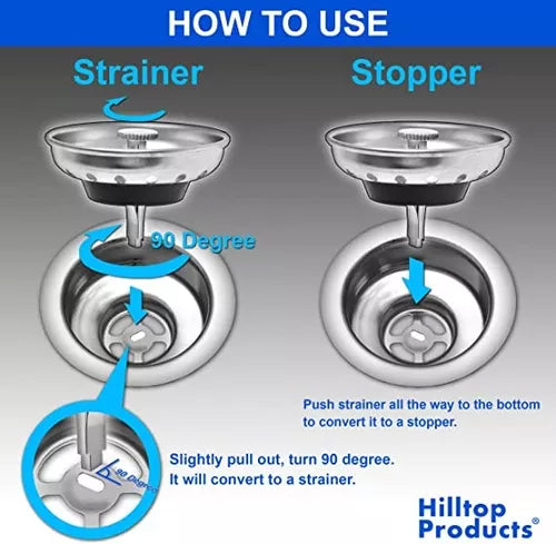 Pack 3 Tapones Metálicos Colador Lavaplatos Fregadero