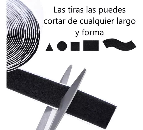 Rollo Velcro Autoadhesivo 5 Metros Adhesivo negro