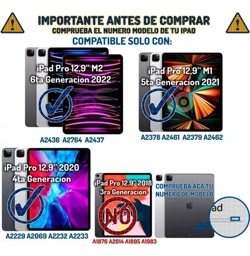 Funda Para iPad Pro 12,9 M2 6ta Gen C/espacio Y Carga Pencil