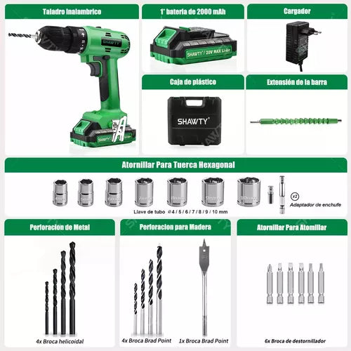 Taladro Atornillador Rotomartillo Inalámbrico Shawty De 20v