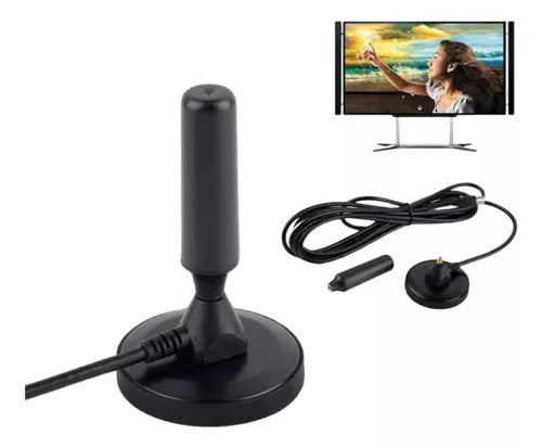 Antena Digital Tv Con Imán, 5 Mtrs De Cable