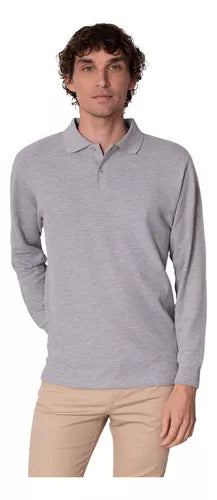 Polera Piqué Manga Larga Premium Textura Suave Hombre Uv+