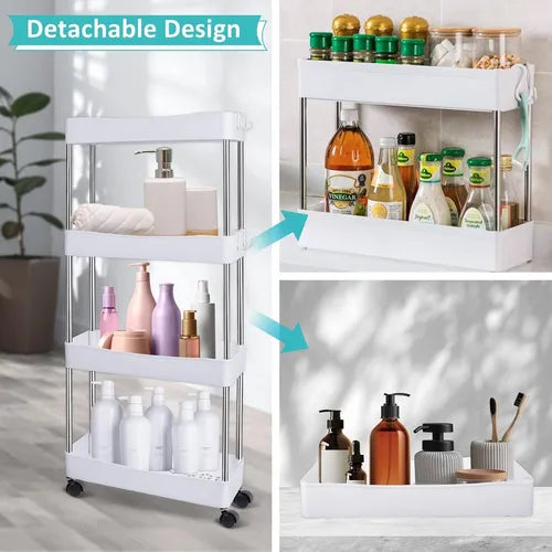 2 Estante Organizador 4 Niveles Carrito Multifuncional Color Blanco