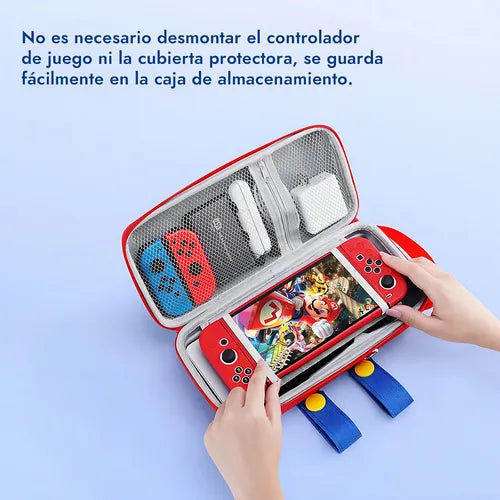 Estuche Funda Para Nintendo Switch Oled Gran Capacidad Viaje Color Rojo