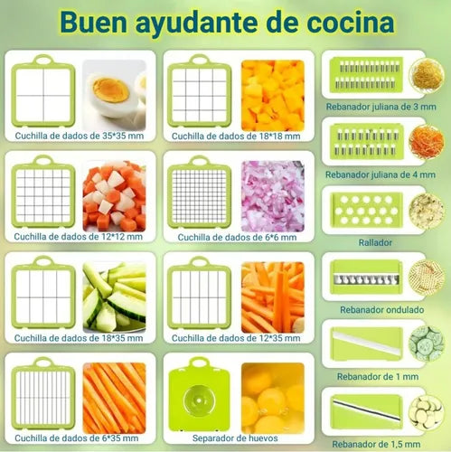 Picador De Verduras Y Frutas Multifuncuinal Set Piezas