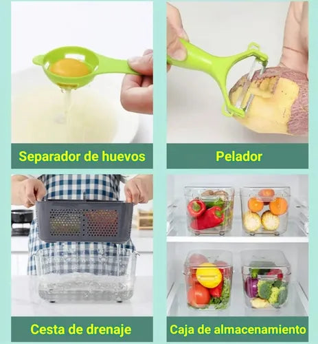 Picador De Verduras Y Frutas Multifuncuinal Set Piezas