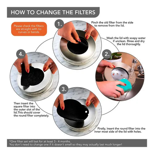 Basurero Con Filtros De Olor De Acero Inoxidable - Norplat Plateado