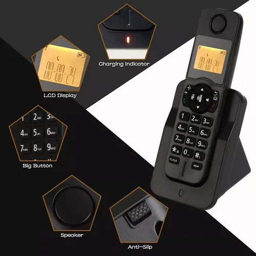 Telefono Multifuncional Sencillo Hogar Oficina De Pared Mesa Color Negro