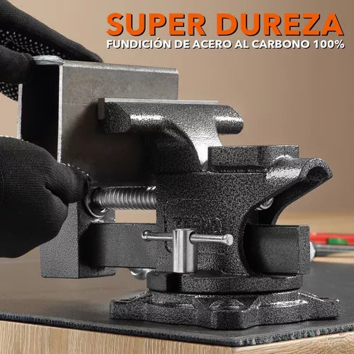 Tornillo Prensad de Banco De Acero Tipo Europeo Giratorio De 4.5 In