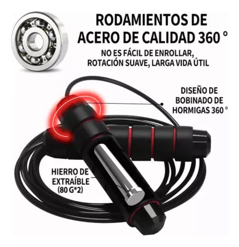 Cuerda 3m Saltar Doble Balero Speed Rope Alta Velocidad