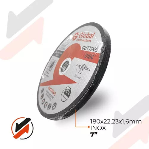 Disco De Corte Inox. 7 PuLG. Paq. 25 Unid. 180x1.6x22.23 Mm.