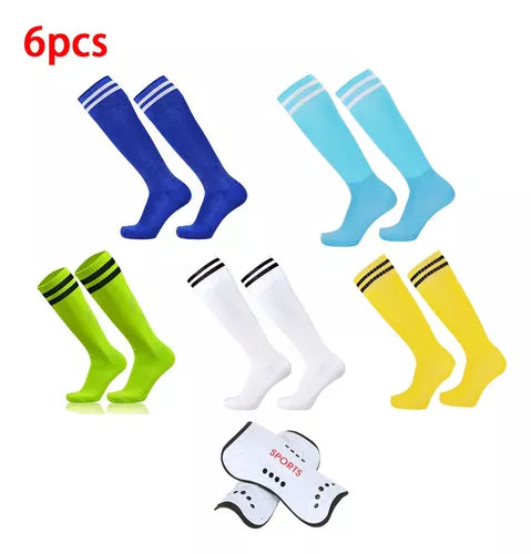 6 Piezas Niño Deportes Futbol Soccer Calcetas +espinillera