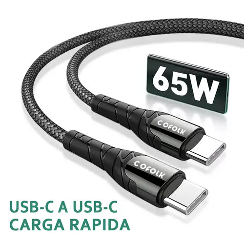 Cable De Carga Usb C A Usb C Pd 65w 2 Metros - Cofolk Color Gris