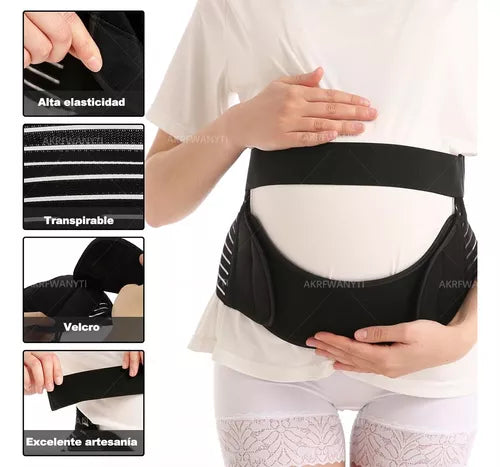 Faja Para Embarazada Maternidad 3en1 Soporte Embarazo Negra