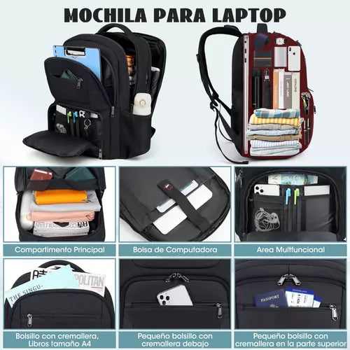 Mochila De Viaje Para Portátil 17inch Usb Antirrobo Bolsa