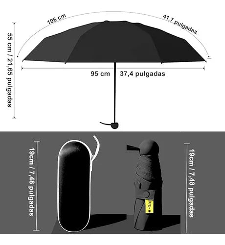 8 Huesos Paraguas Mini Sombrilla De Bolsillo ,rayos Uv