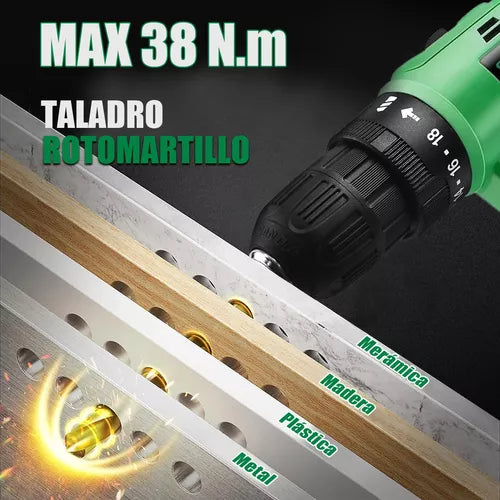 Taladro Atornillador Rotomartillo Inalámbrico Shawty De 20v