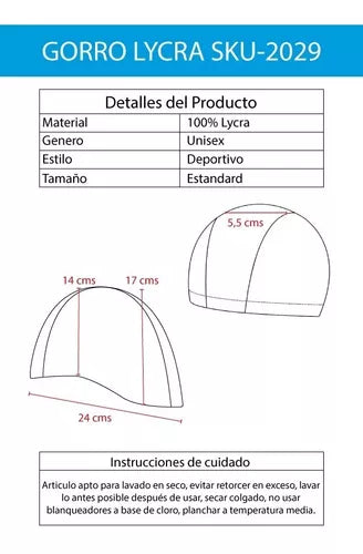 Gorro Deportivo De Lycra Para Competición Y Spa