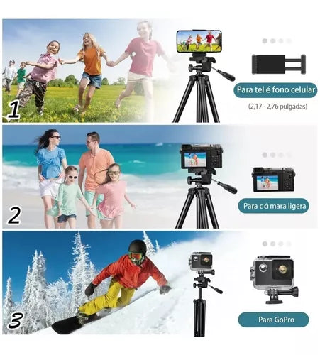 Trípode De Aluminio Con Control Remoto Para Celular Gopro