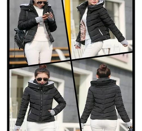 Parka Acolchada de mujer corta y delgada De color liso