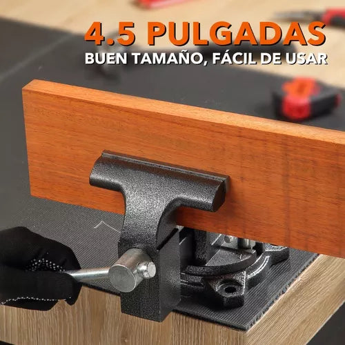 Tornillo Prensad de Banco De Acero Tipo Europeo Giratorio De 4.5 In