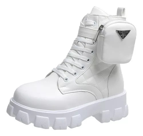 Botas De Plataforma Con Punta Redonda Y Tiras Para Invierno