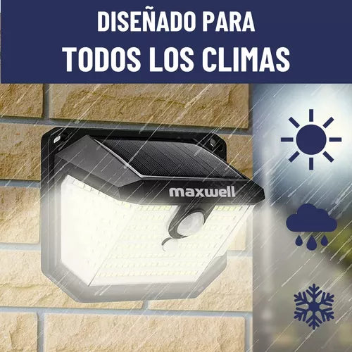 Foco Solar Maxwell 178 Led Exterior Pared Unitario + Sensor Luz fria