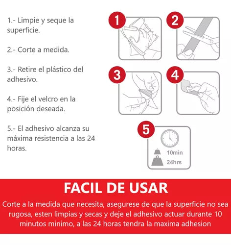 Rollo Velcro Autoadhesivo 5 Metros Adhesivo negro