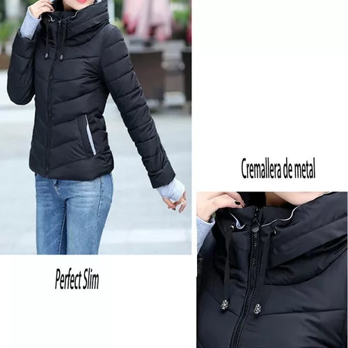 Parka Acolchada de mujer corta y delgada De color liso